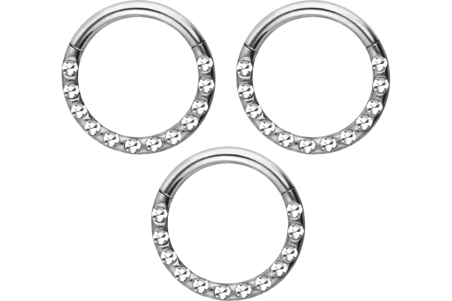 SET Chirurgenstahl Segmentring Clicker Piercing KRISTALLE + EPOXY